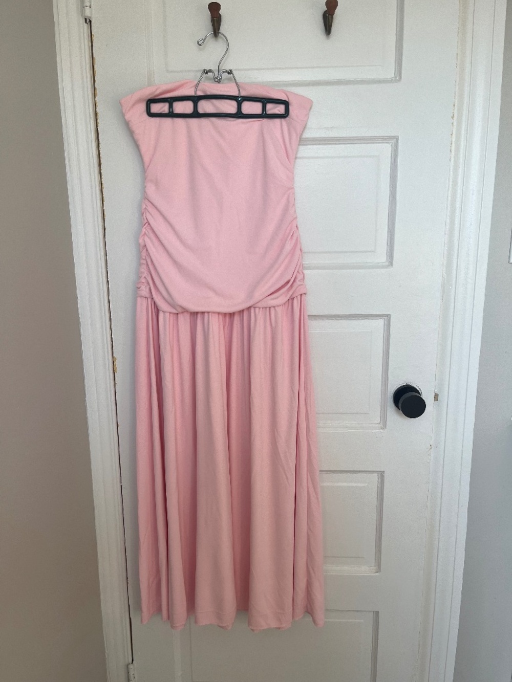 Zara Ruched Strapless Maxi Dress Pastel Pink – Size M